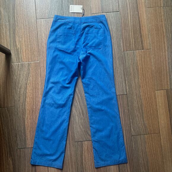 Women's Blue Flared Pants - Picture 4 of 9